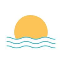 sun on sea flat style icon vector design