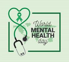 world mental health day card vector