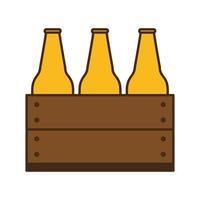 beer bottles in basket line and fill style icon vector design