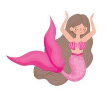 pink mermaid icon vector