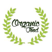 organic food lettering with leaves over white background vector