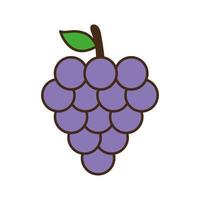 línea de uvas y diseño de vector de icono de estilo de relleno