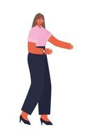 mujer vestida con jeans oscuros vector