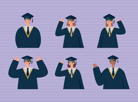 six persons graduated vector