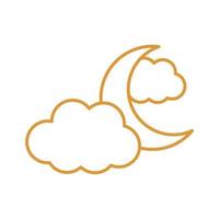 Luna con nubes diseño de vector de icono de estilo de línea