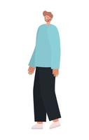 man dressed in sky blue shirt and black pants vector