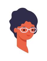 woman face with glasses on a white background vector