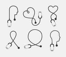 six stethoscopes items vector