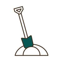 garden shovel on earth line and fill style icon vector design