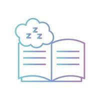 sleeping book with cloud gradient style icon vector design