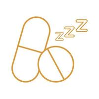 pastillas para dormir, línea, estilo, icono, vector, diseño vector