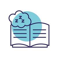 sleeping book with cloud line style icon vector design