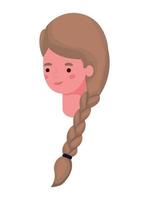 caricatura de mujer con diseño de vector de cabeza de trenza