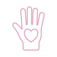 Heart on hand line style icon vector design