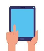 hands with tablet vector