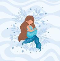 beautiful blue mermaid vector