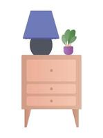 lamp with plant on furniture vector design