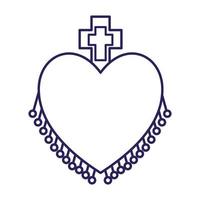 mexican heart with cross line style icon vector design