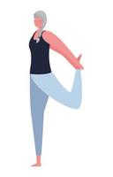 Senior woman cartoon stretching vector design