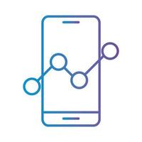 line chart in front of smartphone gradient style icon vector design