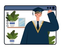 man on virtual graduation vector