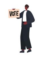 man dressed in black suit and shoes with a vote poster vector