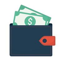 wallet with dollars vector
