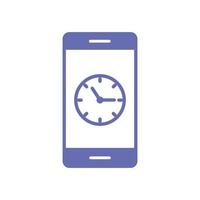 clock in smartphone line and fill style icon vector design