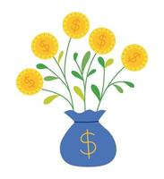 bolsa con plantas de dinero vector