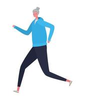 caricatura de mujer senior con ropa deportiva corriendo diseño vectorial vector