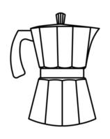 cafetera moka, icono de estilo de línea vector