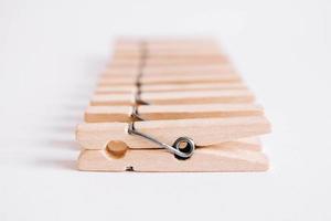 Set of clothespins isolated on white background photo