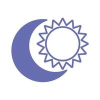 Línea de luna y sol y diseño de vector de icono de estilo de relleno