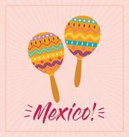 mexican maracas on striped background vector design