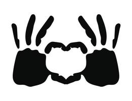 silhouette of two hand with heart form vector