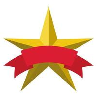 star with yellow color and five points with a ribbon vector