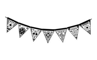 icons set of mexican garland in black and white color on white background vector