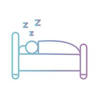 hombre durmiendo en la cama diseño de vector de icono de estilo degradado