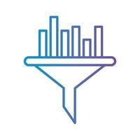 bars chart on funnel gradient style icon vector design