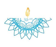 mandala of color blue with a candle on white background vector