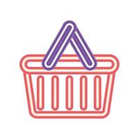 basket shopping icon in neon style vector