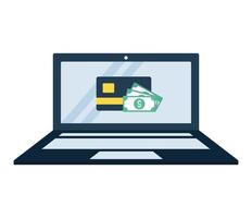 open laptop with money vector