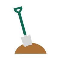 garden shovel on earth flat style icon vector design