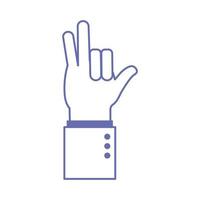 two hand sign language line and fill style icon vector design