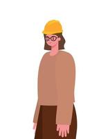 woman with brown hair and safety helmet vector