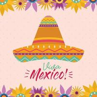 mexican hat with flowers vector design