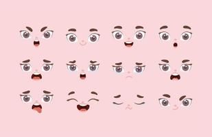 doce expresiones faciales vector