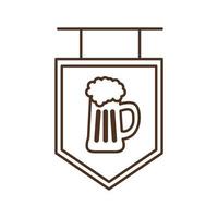 beer glass on banner line style icon vector design