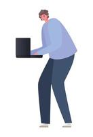 Man with laptop working vector design