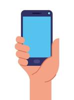 hand with cellphone vector